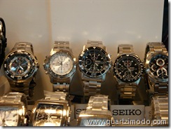 Newer Seiko watches, with an SNA225P in the middle